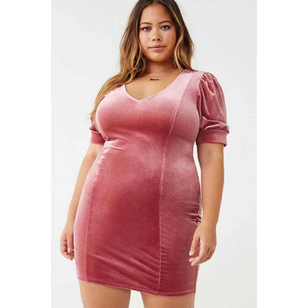PLUS SIZE 3x Forever21 Pink Velvet Mini Dress